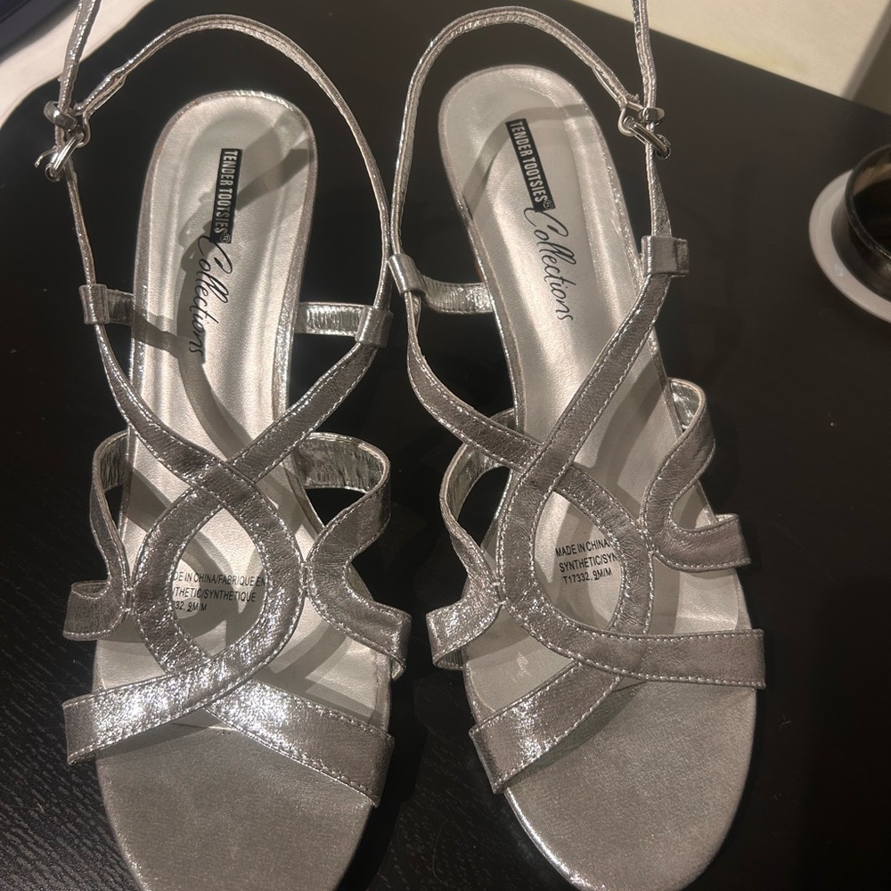 Silver Strappy Heels